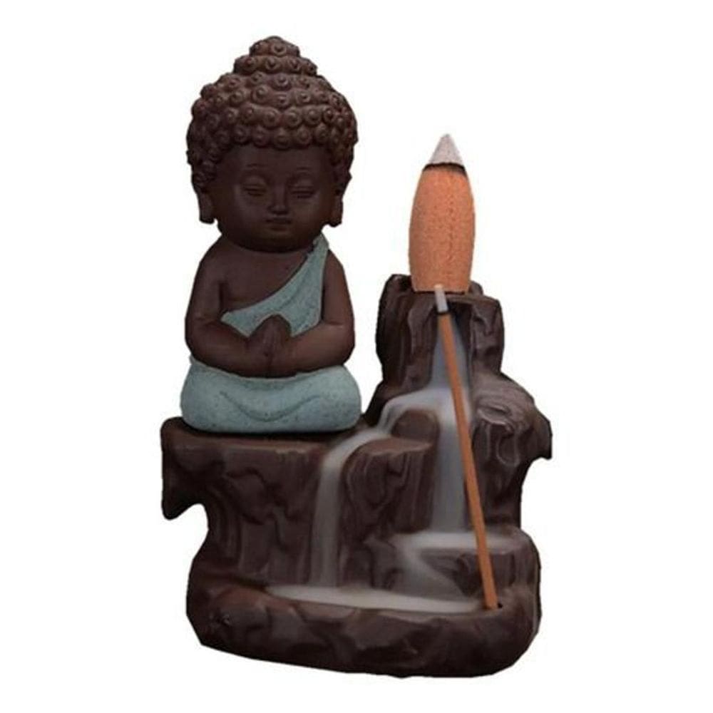 Incensário Buda Rocha Cascata Fumaça Invertida +10 Incensos