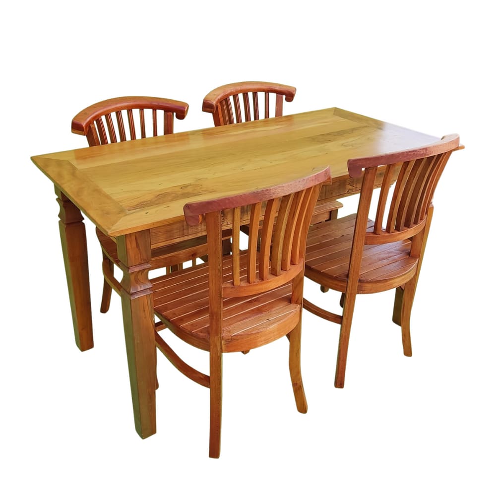 Mesa Madeira de Demolição 140cm x 70cm com 4 Cadeiras Leque Sudeste Rústico