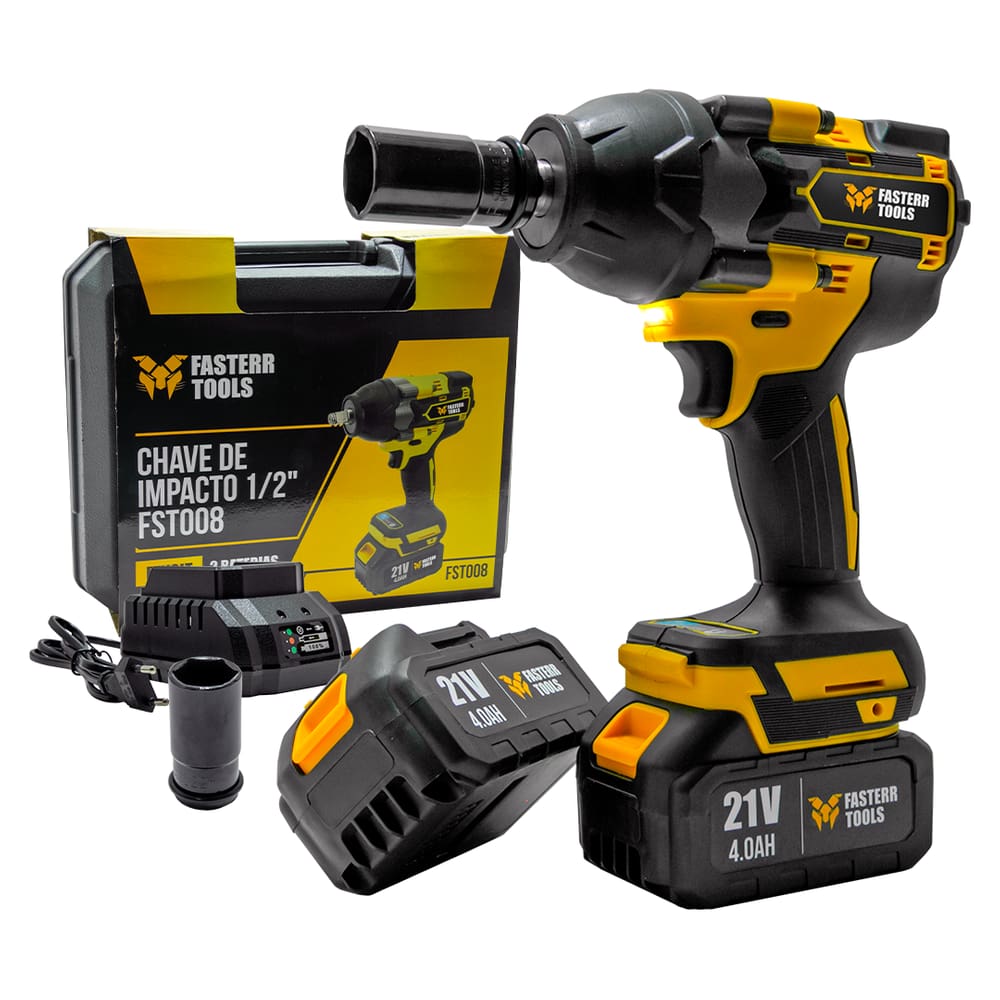 Chave de Impacto ½” Brushless 2 Baterias 21V 4,0Ah e Maleta Fasterr