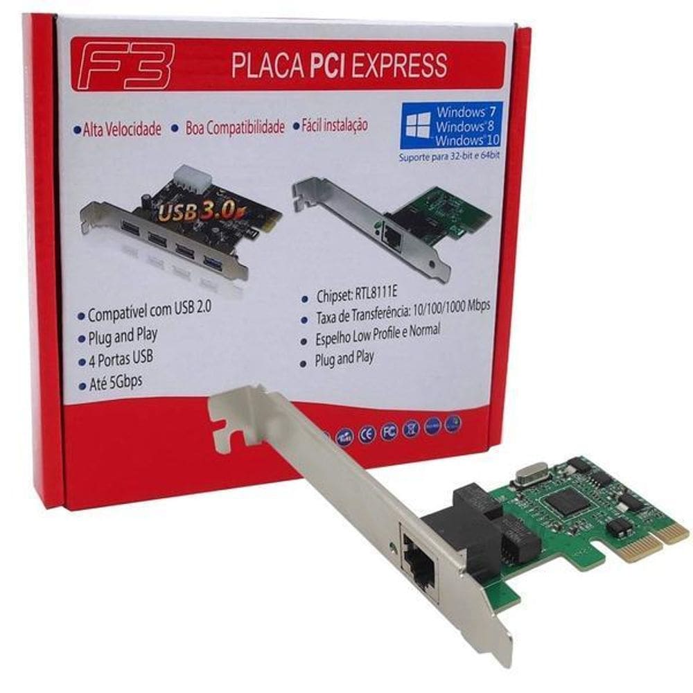 Placa De Rede Pci-Express Normal E Low Profile 10/100/1000 Homologação: 1941400160