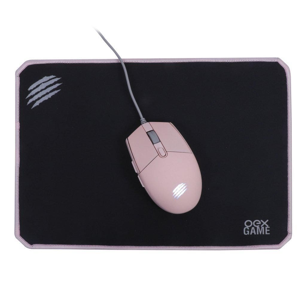 Kit Gamer Combo Arya Mouse 2400Dpi + Mousepad Rosa Mc104 Oex