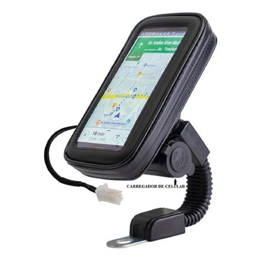 Suporte De Celular 6.5 Moto Com Carregador Usb E Case 360