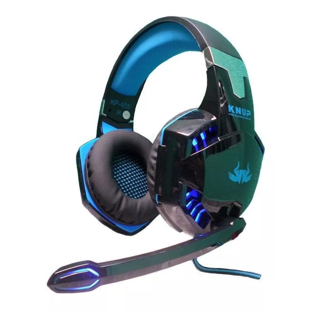 Fone Headset Gamer Ps4 X-One Pc Com Led Profissional Azul
