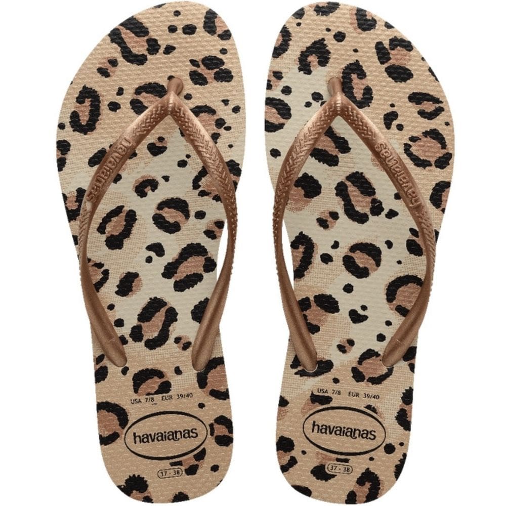 Chinelo Dedo Feminino Casual Borracha Animal Print Havaianas Slim Animals