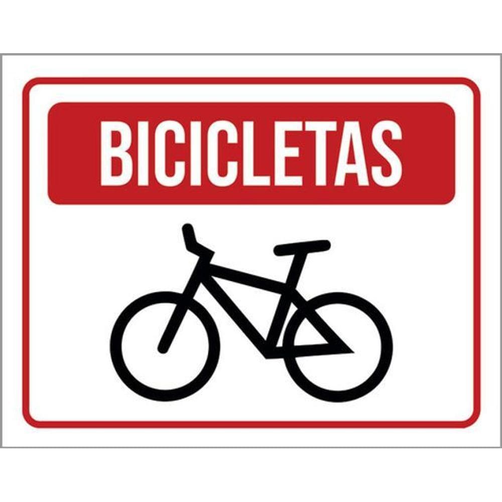 Kit 3 Placas Sinalização - Vermelha Bicicletas