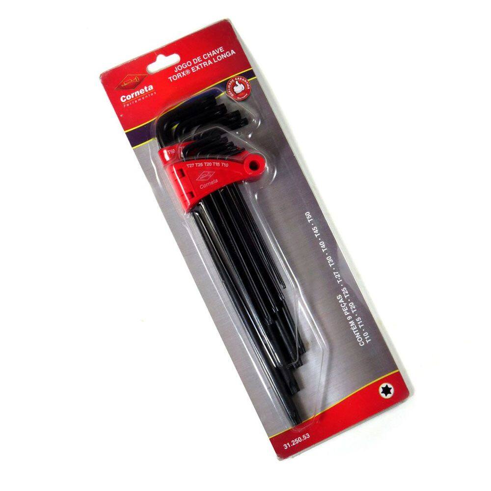 Jogo Chave Torx Extra Longa T8T50 10 Peças Corneta