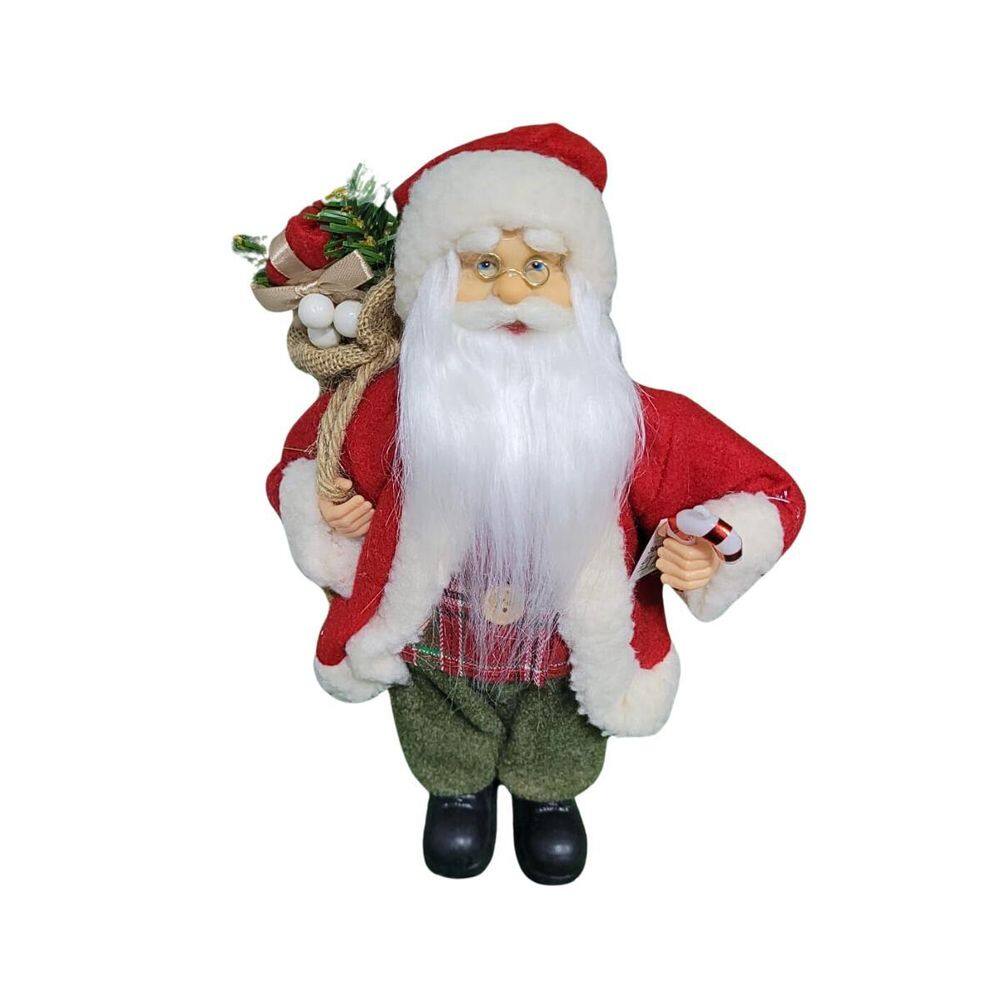 Papai Noel Em Pé 30Cm Vermelho Branco Xadez Florarte