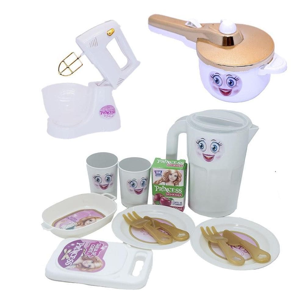 Princesa Cozinha Jantar Menina Air Fryer Brinquedo Bolo 14Pç