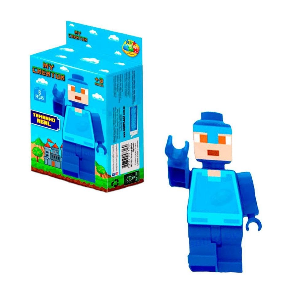 Boneco Minha Criação Pixel Azul Infantil