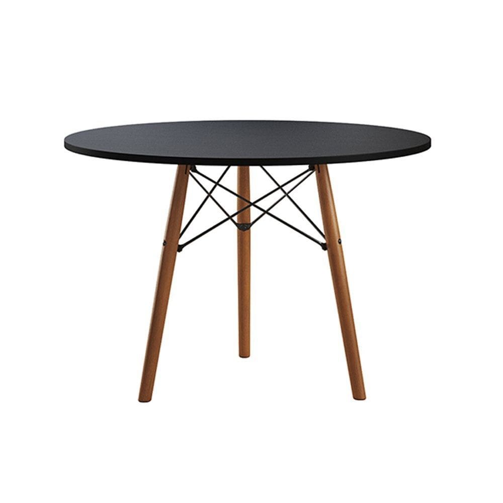 Mesa Eames Eiffel Redonda Isabella Tampo Mdp 90cm 3 Pés em Madeira Preto