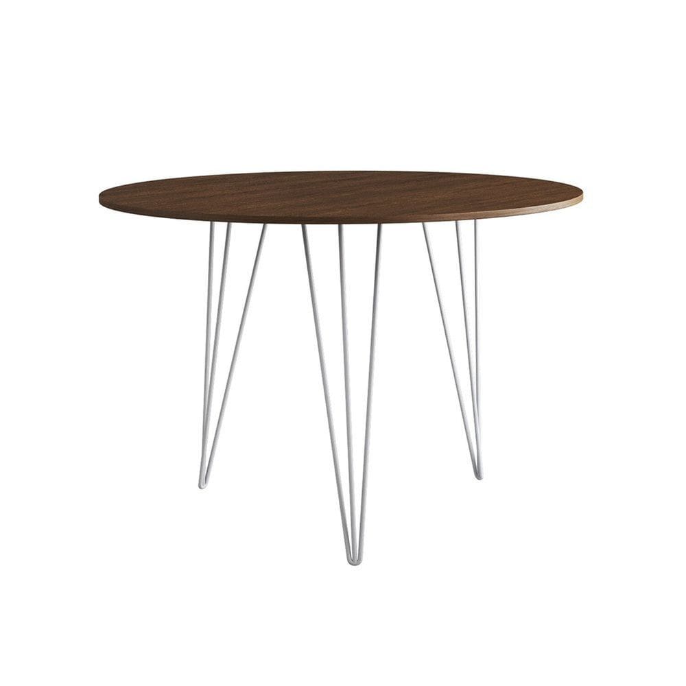 Mesa de Jantar Redonda 90cm Clips 3 Pés Ferro Amendoa
