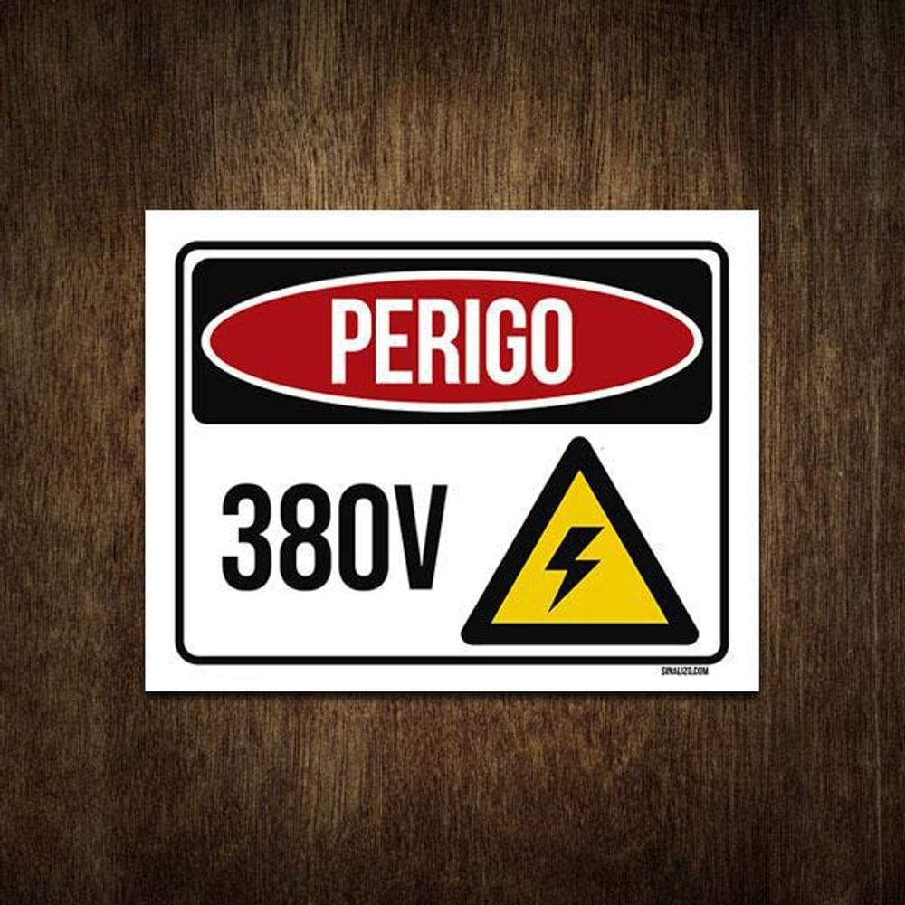 Placa De Sinalização - Perigo 380 Volts 18X23
