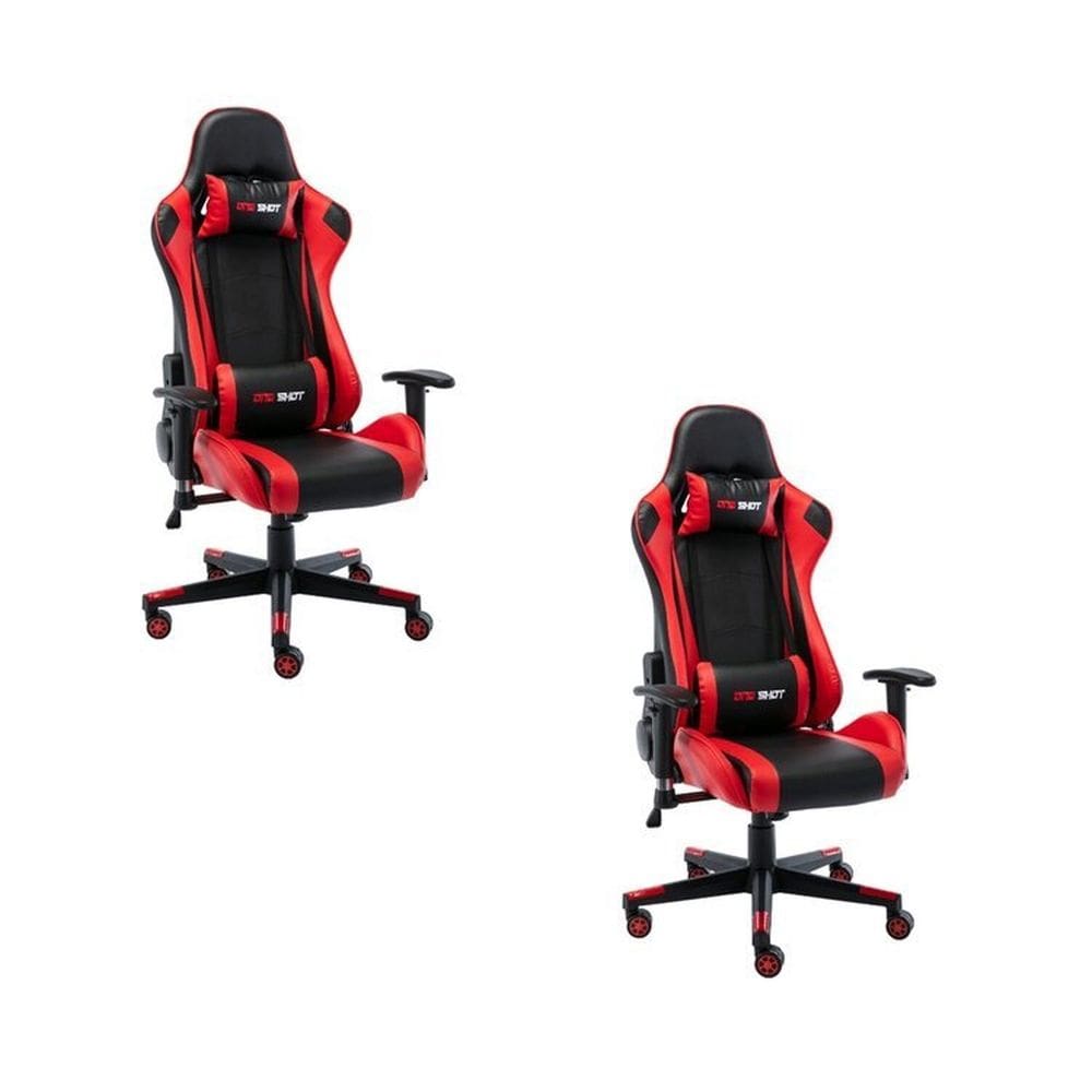 Kit 2 Cadeiras Gamer Giratória One Shot Preto/Vermelho