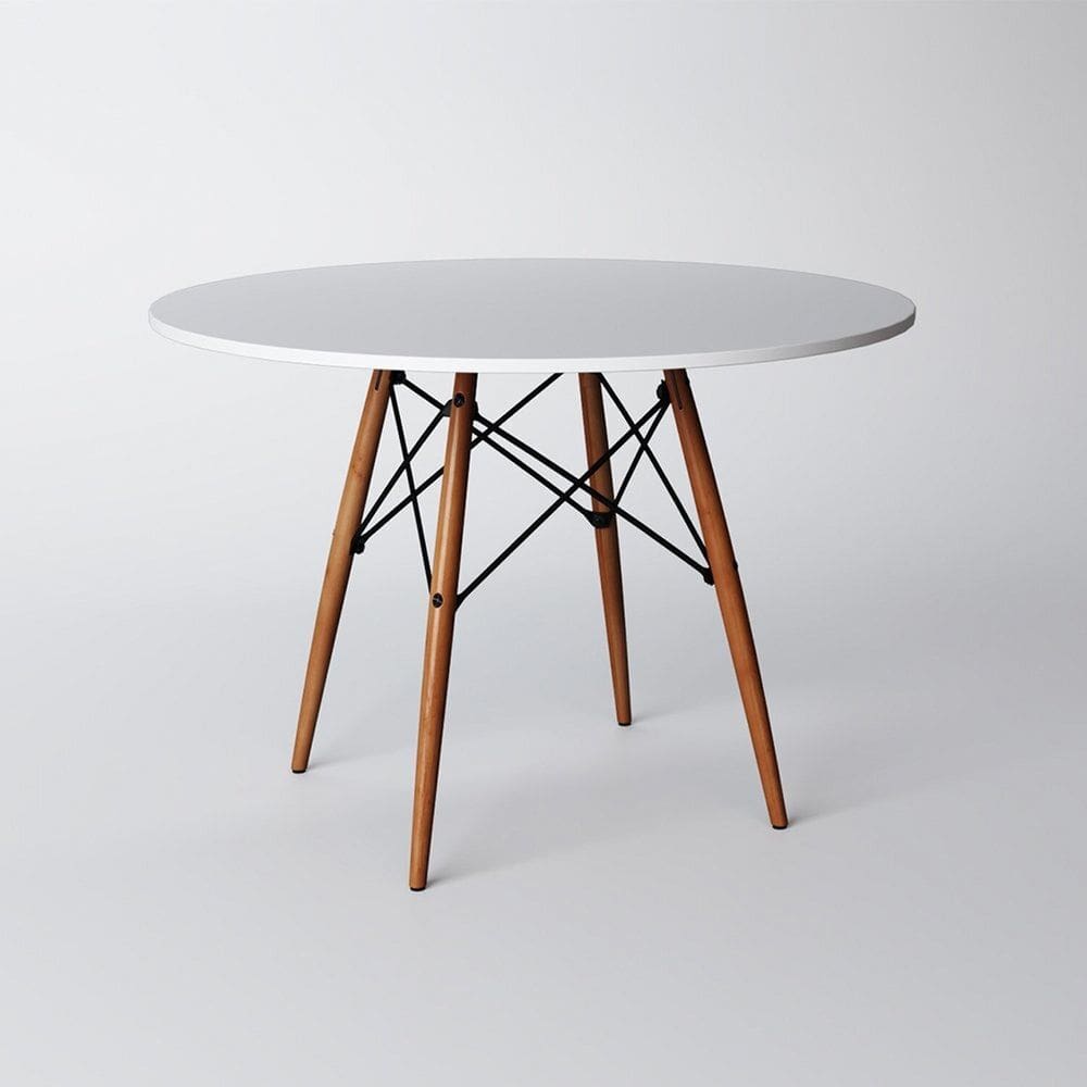 Mesa de Jantar Eames Wood Tampo Madeira Branco 110 Cm Branco