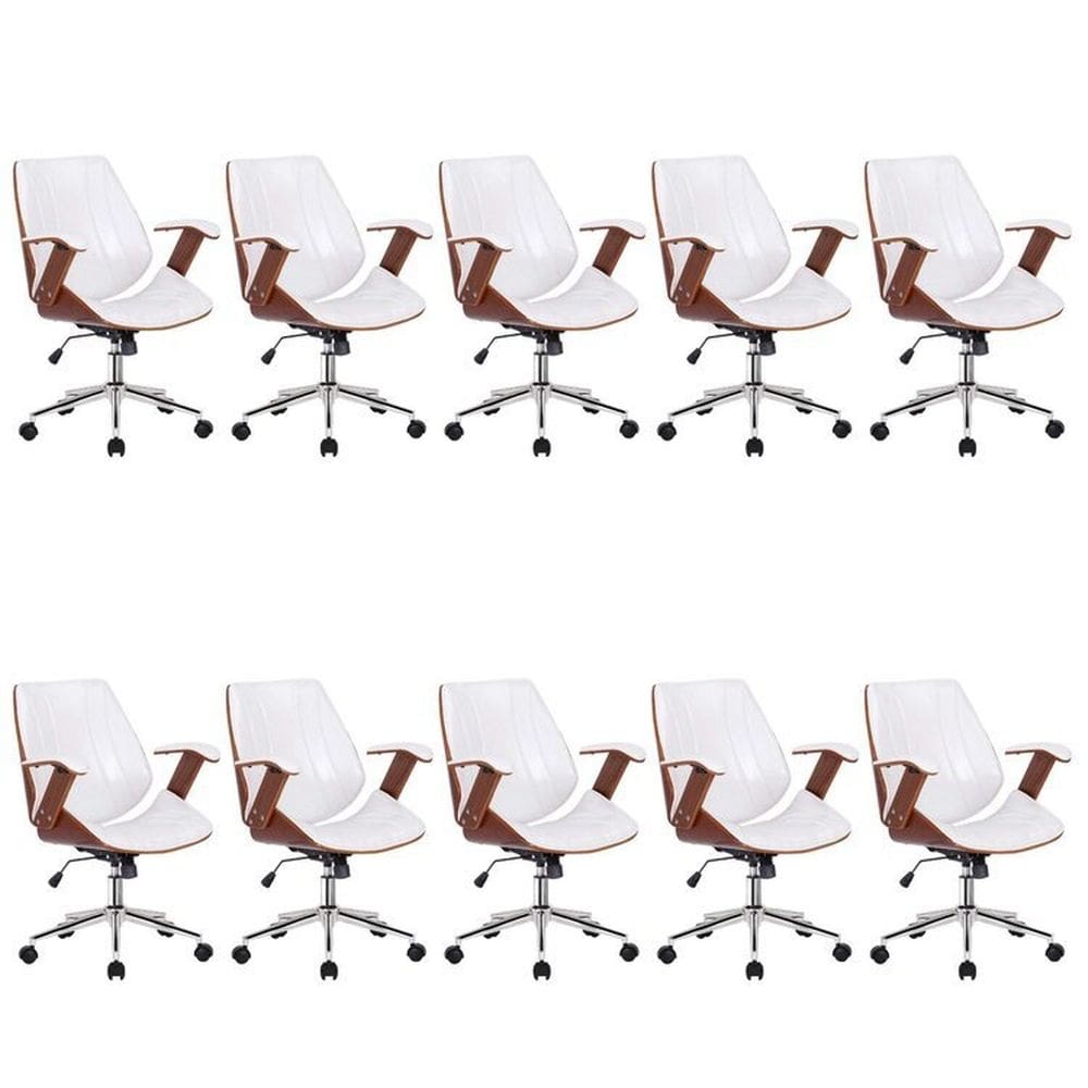 Kit 10 Cadeiras Escritório Diretor Giratória Kopenhagen Branco