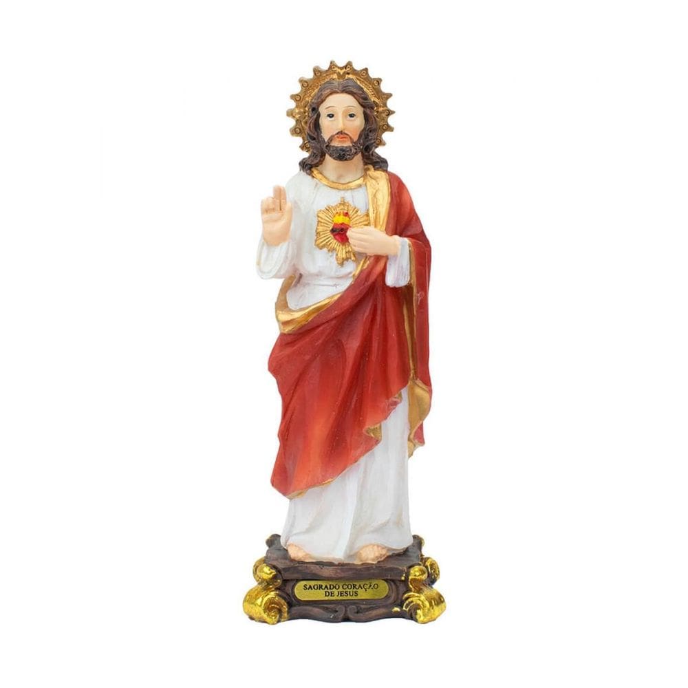 Enfeite Resina Sagrado Coração De Jesus 15Cm