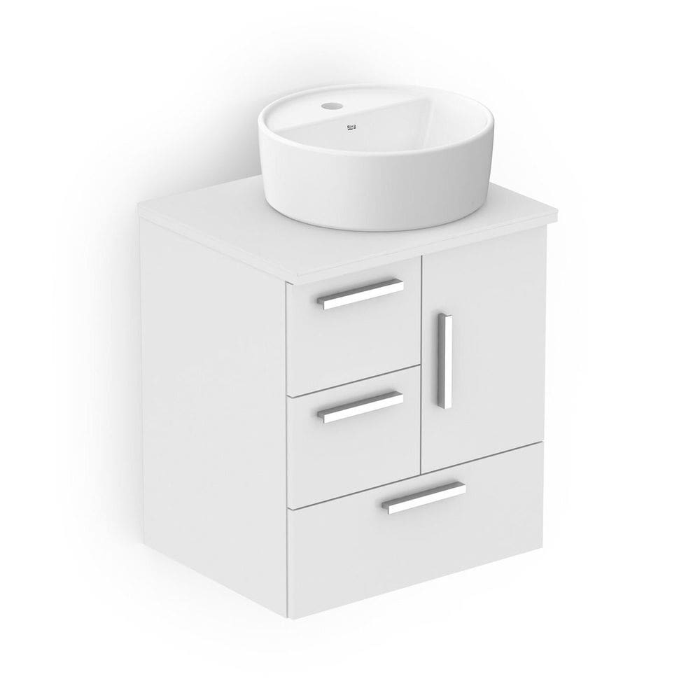 Kit Teide Gabinete Gaveta e Porta 50 com Cuba Cr37 Branco