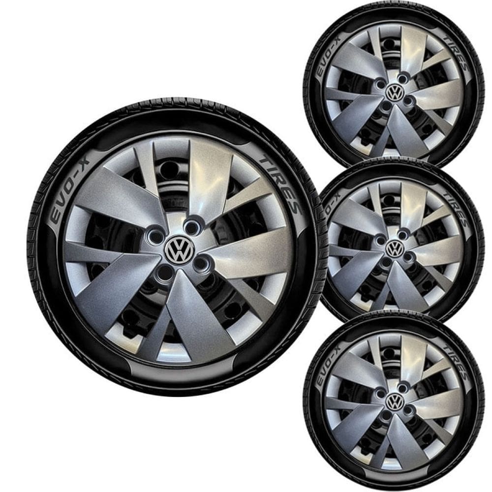 Jogo 4 Calotas Aro 14 4x100 VW Volkswagen Prata
