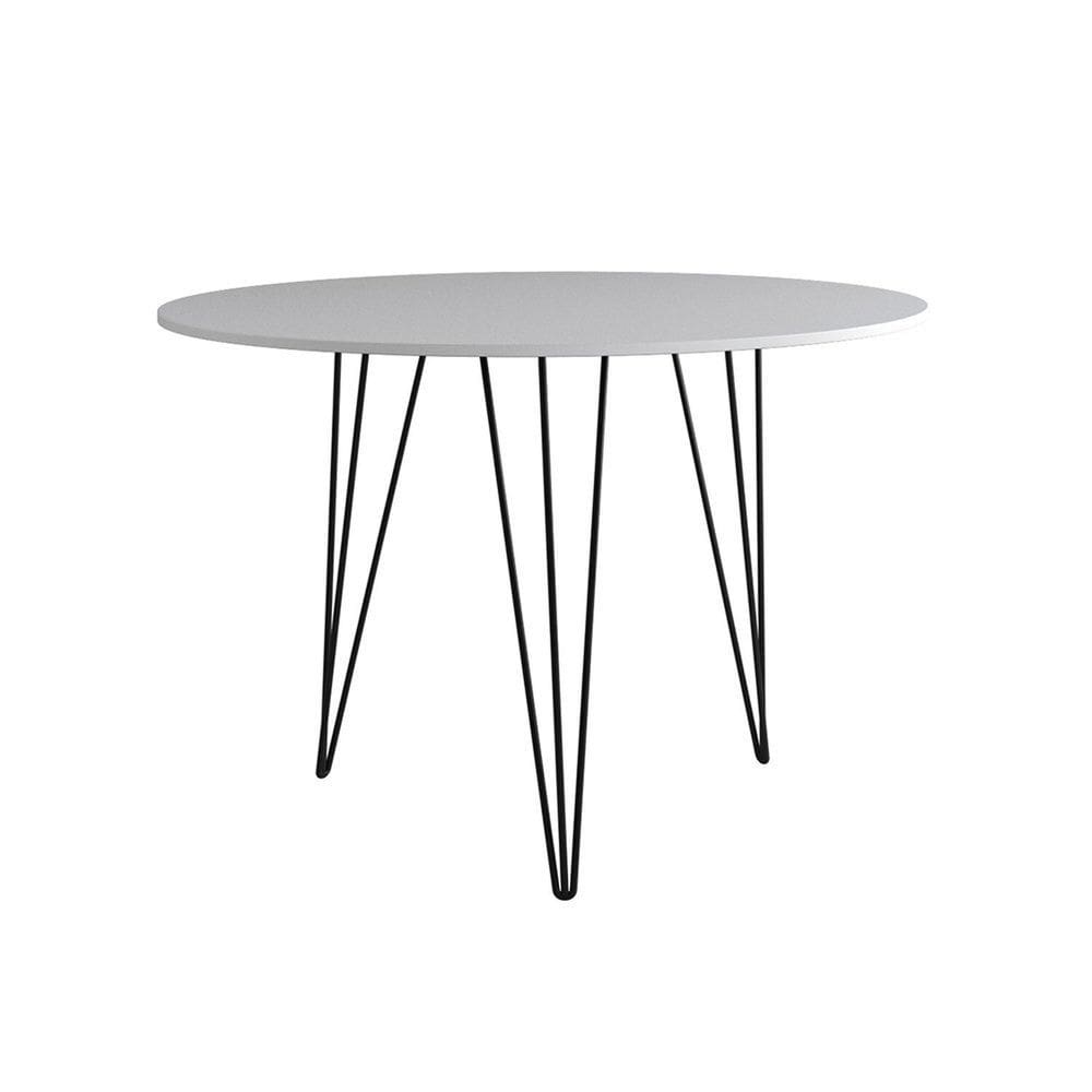 Mesa de Jantar Redonda 90cm Clips 3 Pés Ferro Branco