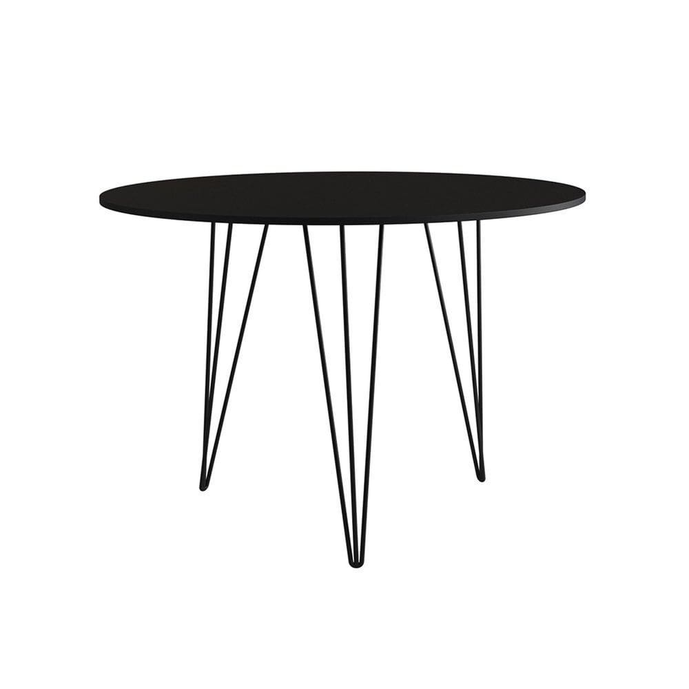 Mesa de Jantar Redonda 90cm Clips 3 Pés Ferro Preto