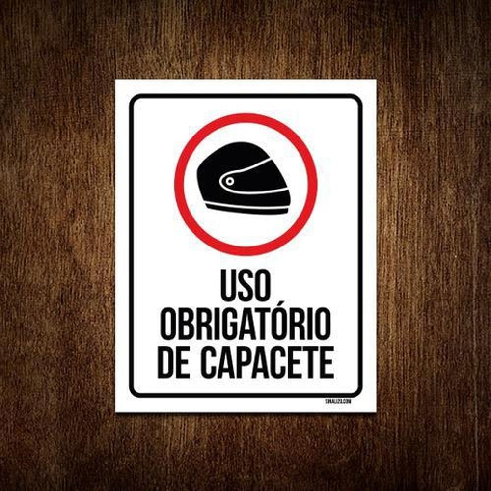 Placa Sinalização - Uso Obrigatório Capacete 27X35