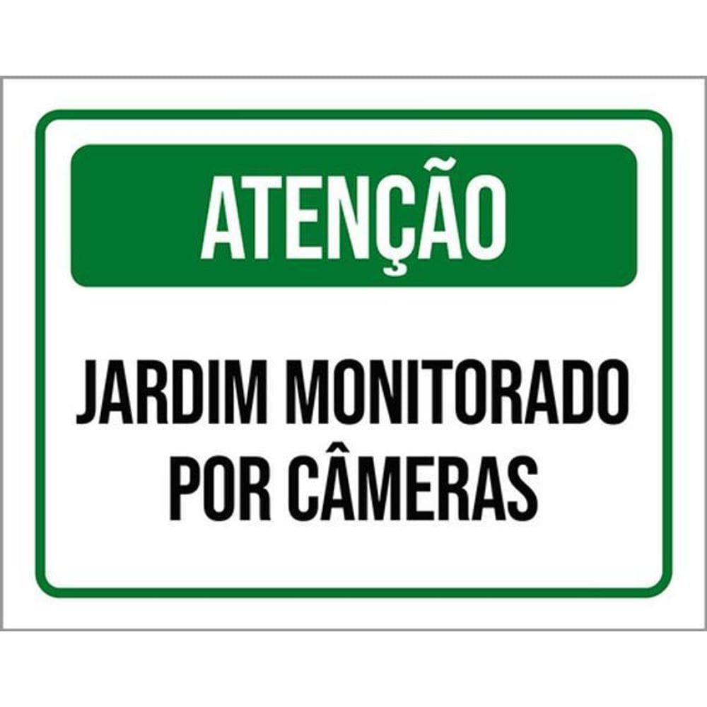 Kit 10 Placas Atenção Jardim Monitorado Câmeras