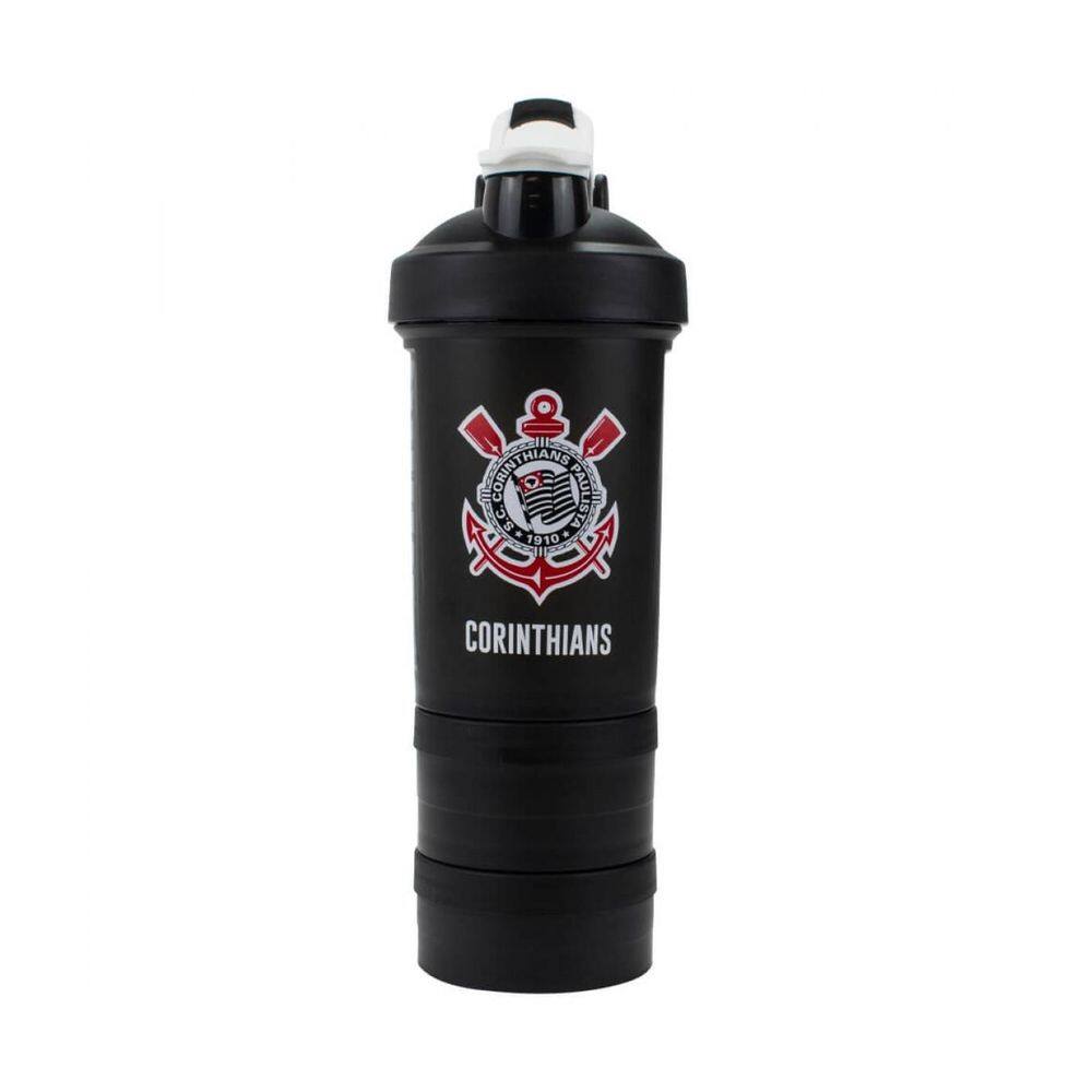 Garrafa Shakeira Mola 2 Compartimentos 500Ml - Corinthians