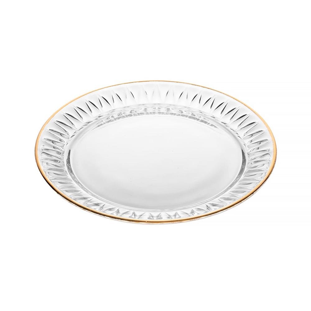 Conjunto 2 Pratos para Sobremesa de Cristal com Fio de Ouro Radial 20cm 220379 - Lyor