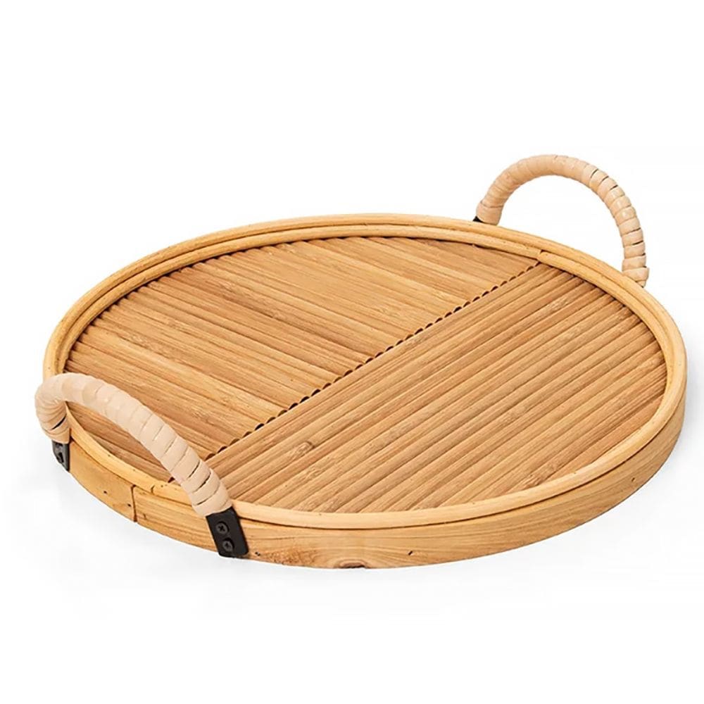 Bandeja Circular Rattan com Alça 35cm 309573 - Copa e Cia