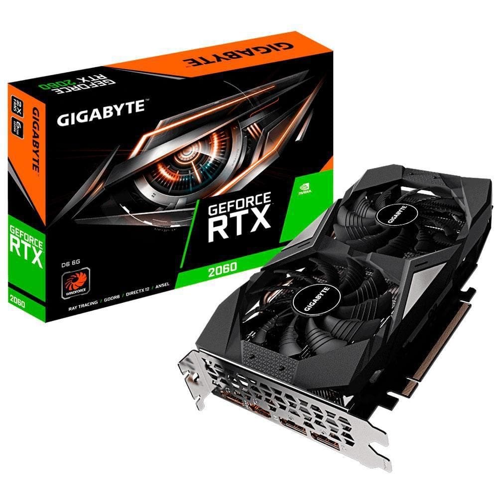 Placa De Vídeo Gigabyte Nvidia Geforce Rtx 2060 D6 6G, Gddr6