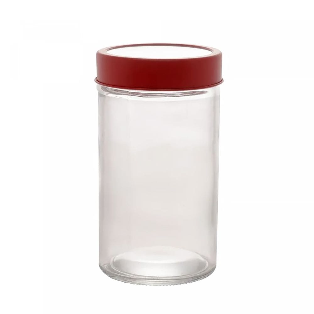 Pote de Vidro com Tampa em Metal e Acrílico Gastro Vermelho 500ml 1329 - Lyor