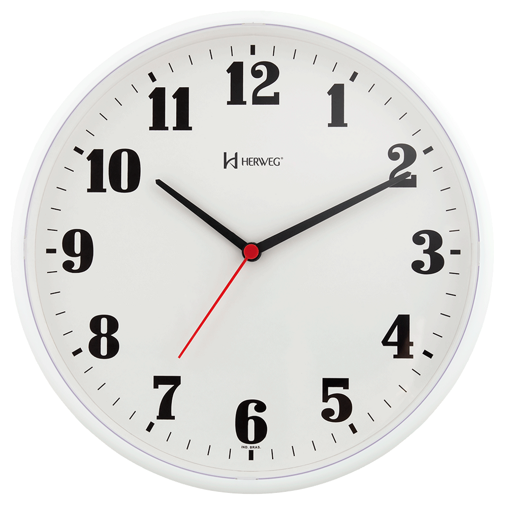 Relógio de Parede 26 cm Branco tic-tac Herweg