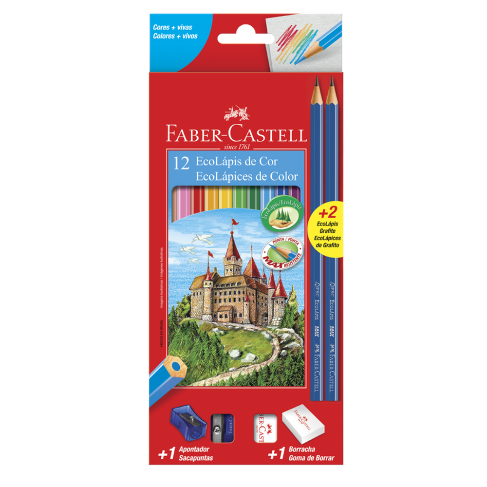 Ecolápis De Cor Faber Castell Kit Escolar 12 Cores