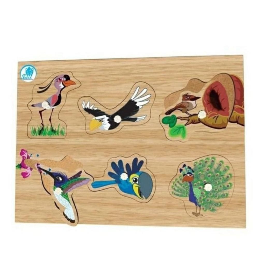 Quebra Cabeça Com Pinos - Aves Brinquedo Educativo