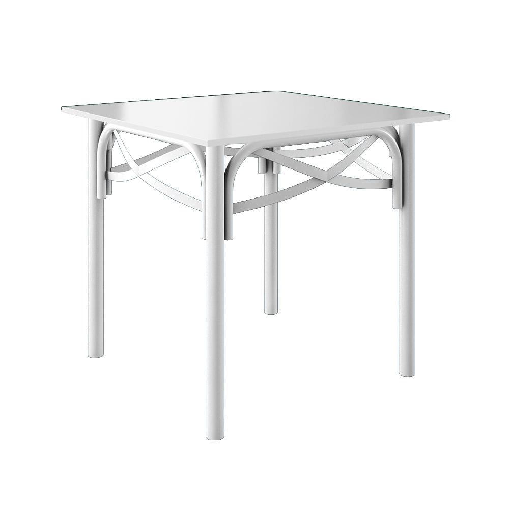 Mesa Katrina Branca Quadrada Tampo de Madeira 90cm