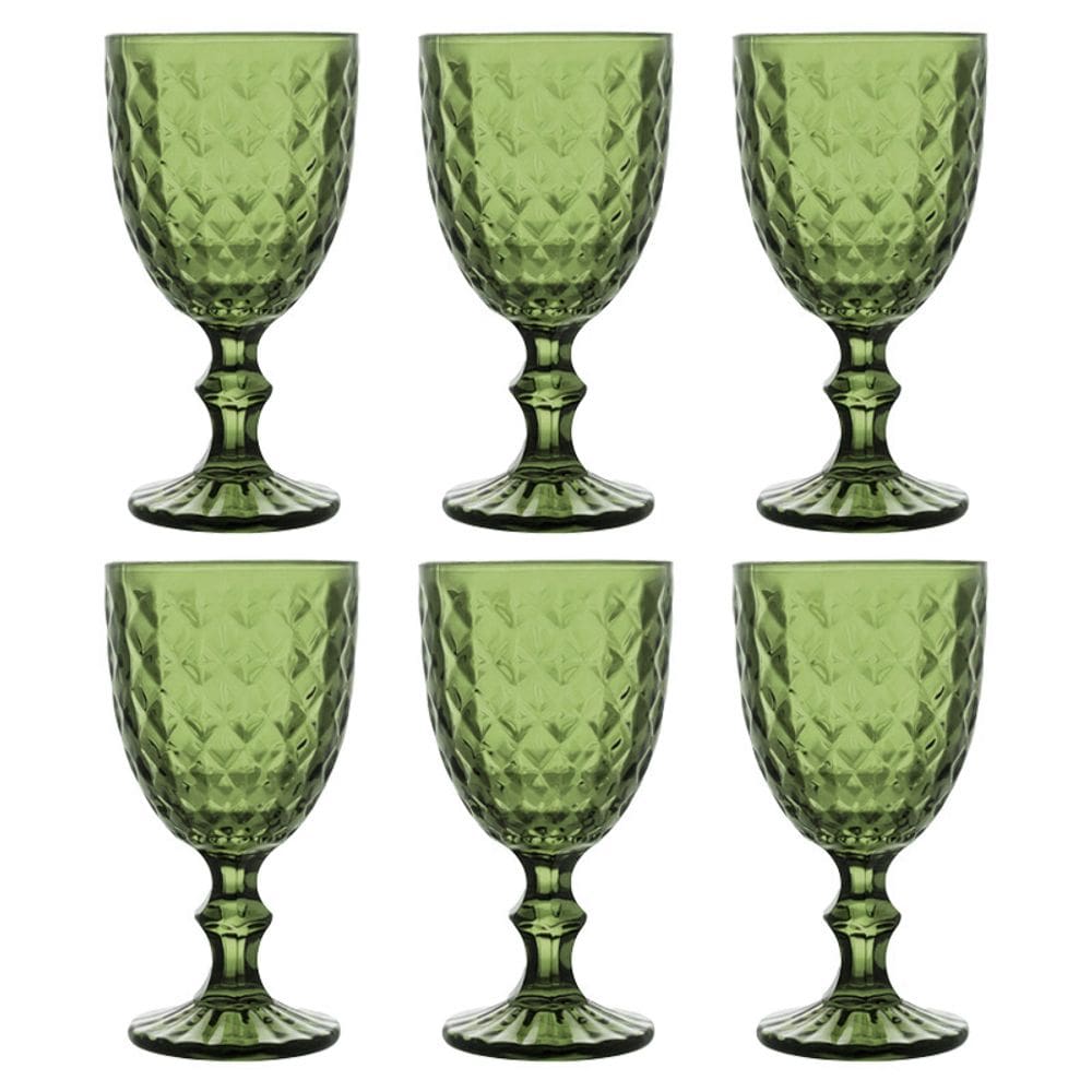 Conjunto 6 Taças de Água de Vidro Roman Verde 345ml 28786 - Wolff