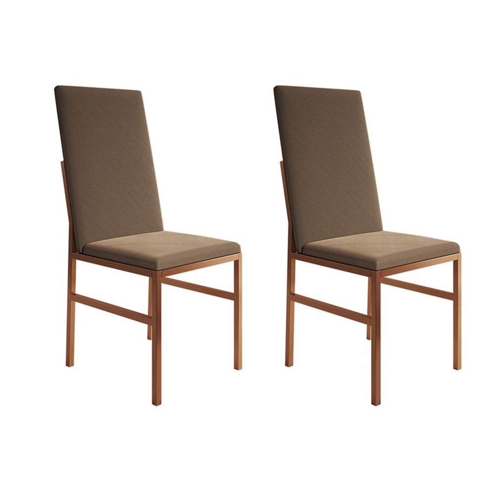 Kit 2 Cadeiras de Jantar Estofadas Mônaco Premium Cobre e Marrom