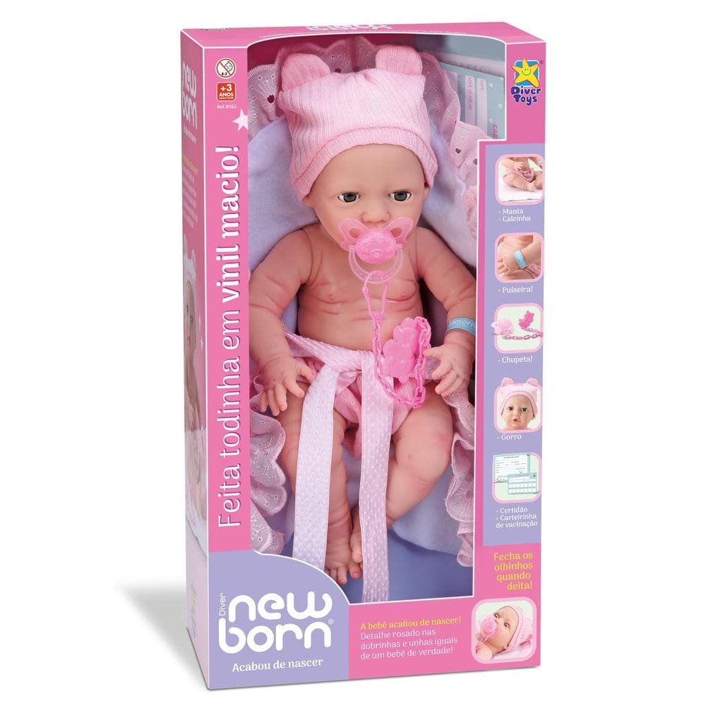 Boneca Diver New Born Acabou De Nascer Diver Toys 8182