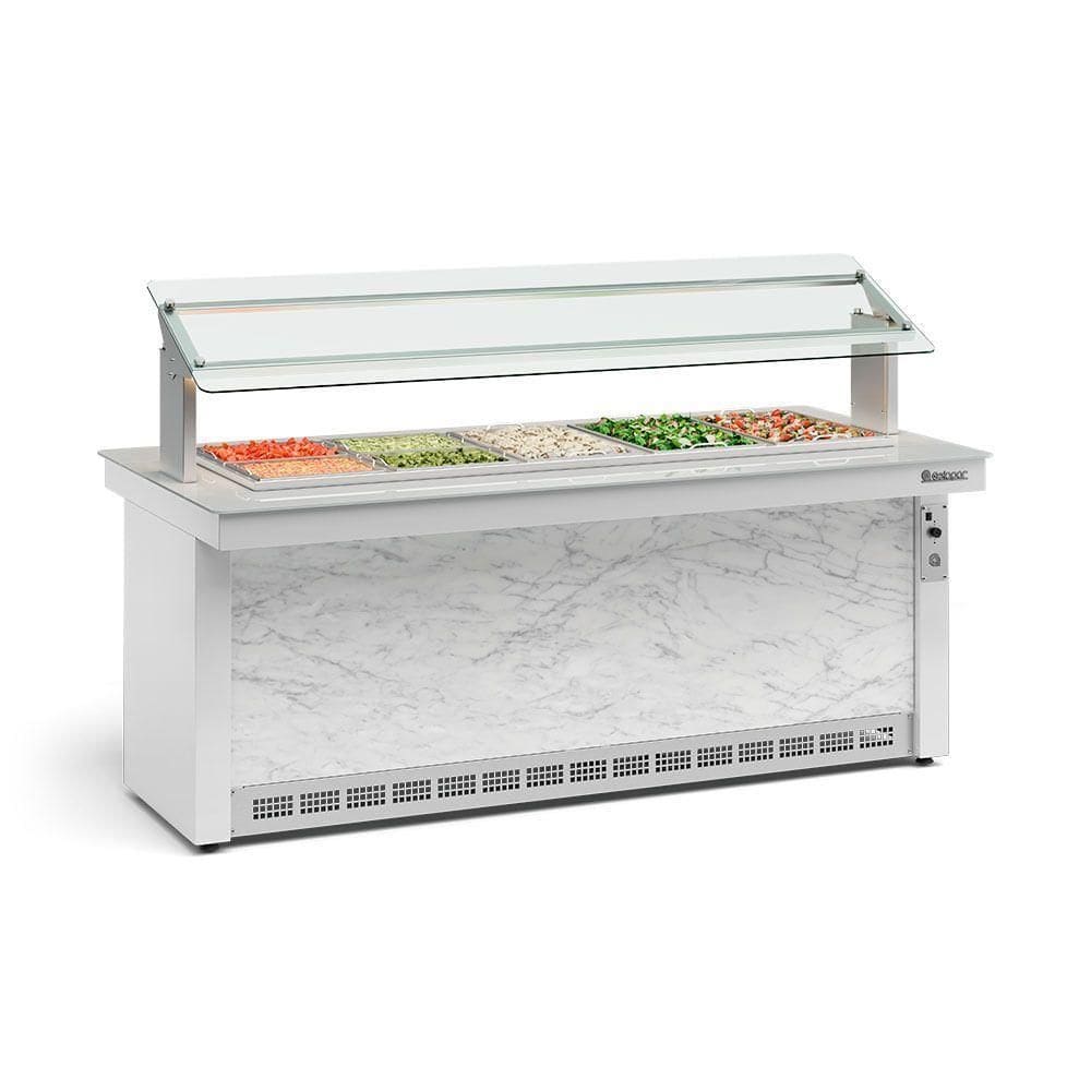 Buffet Refrigerado 10 Cubas Gbrf200 Gelopar 10gns 220v Branco E Mármore