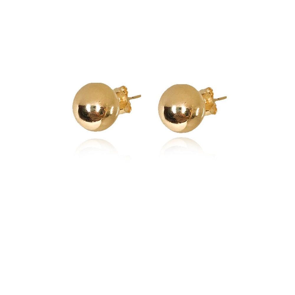Brinco De Bola Lisa Folheada Em Ouro 18K