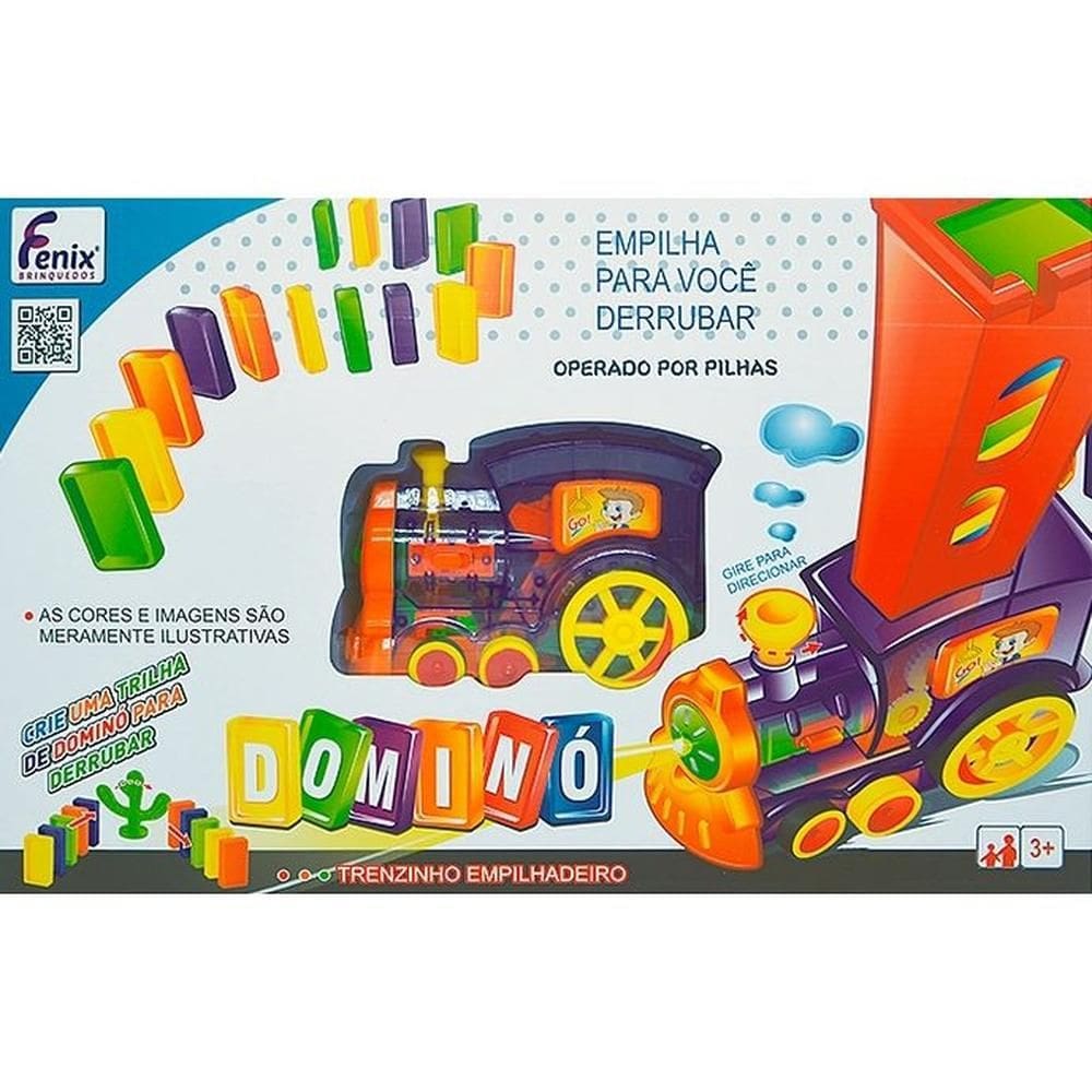 Trem Empilhadeiro Dominó 160 Peças Luz e Som Colorido