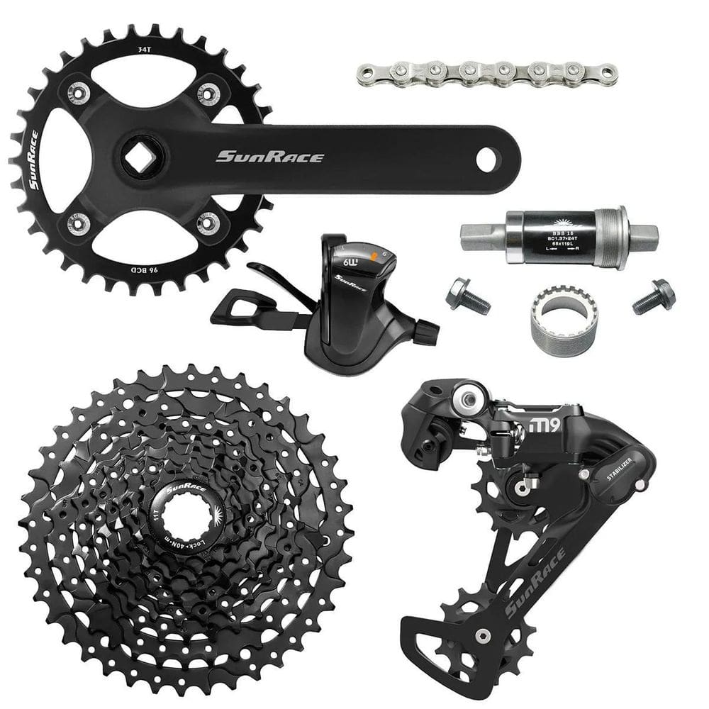 Kit Transmissão Sunrace Bike Dkm 1x9v Cassete 11/50 Preto