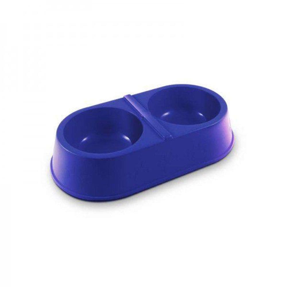 Comedouro Alimentador Duplo Patinhas M/G 2000Ml Azul