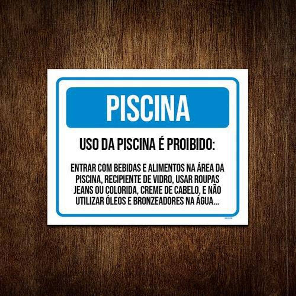 Placa Sinalização - Uso Da Piscina Regras Condomínio 27X35