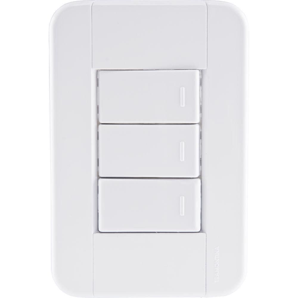 Conjunto 4x2 Com 3 Interruptores Simples 10 A 250 V Tramontina Tablet Branco