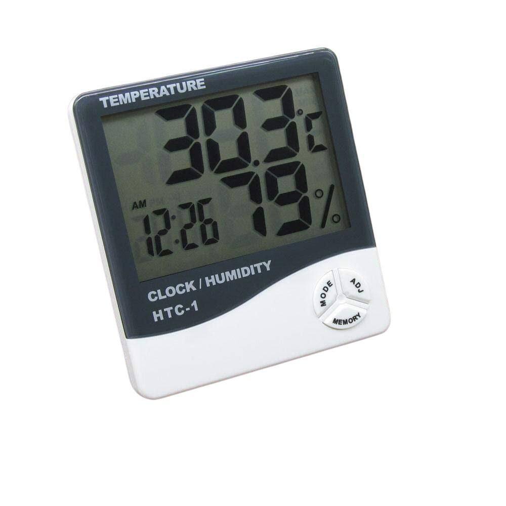 Relógio Digital HTC-1 Branco Higrômetro 16x10x2cm