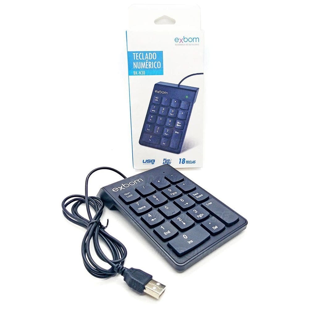 Teclado Numérico USB 18 Exbom BKN30 Preto Homologação: 26571106163