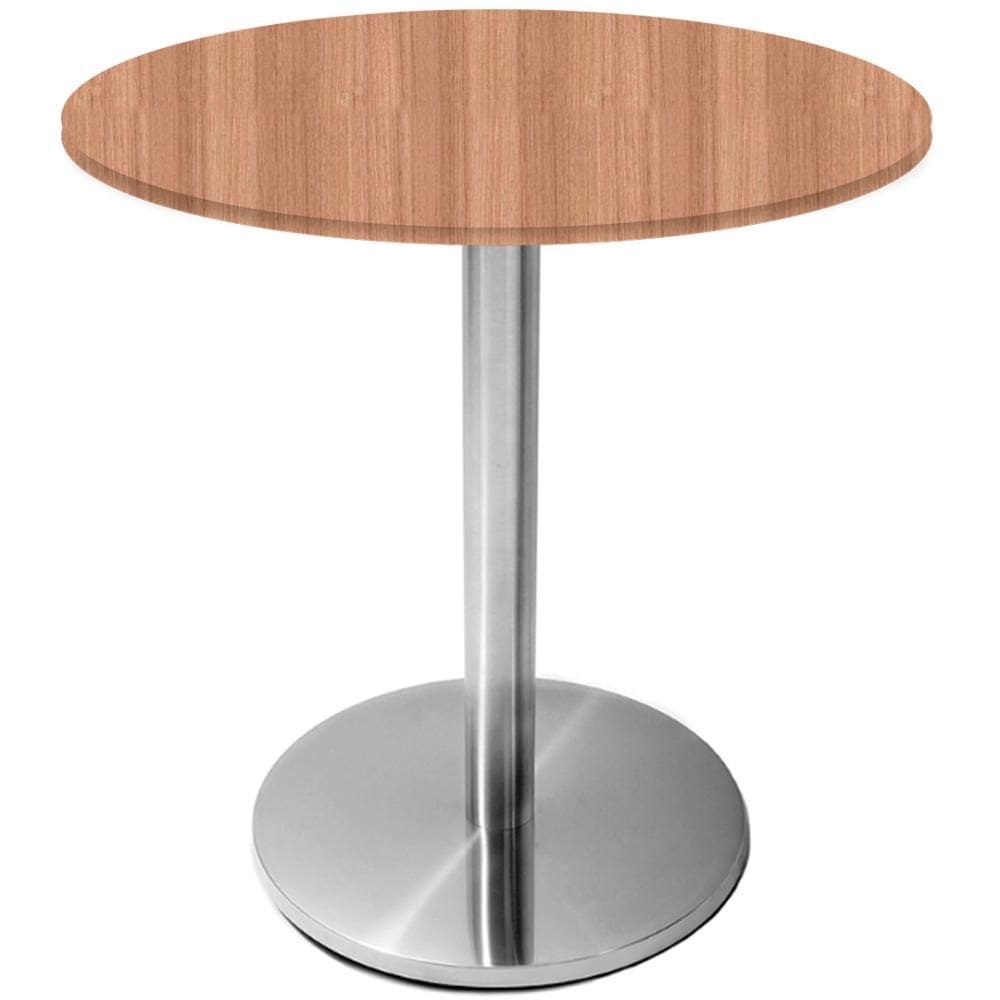 Mesa Beta Inox 75 cm (Altura) Disco Redondo Tampo MDP Redondo 60 cm (Larg) x 2,50 cm (Alt) Noce Natural
