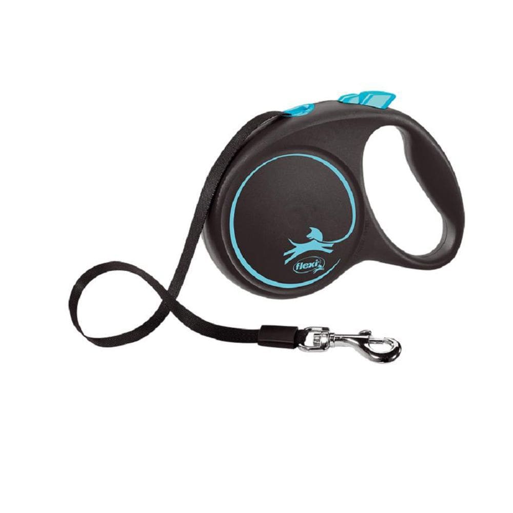 Guia Flexi Black Design Fita Grande 5M - Azul Para Cães