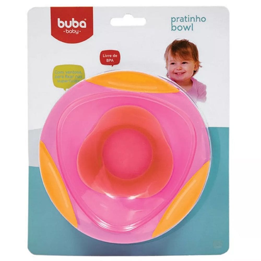Pratinho Bowl Rosa com Ventosa Buba | Prático e Livre de BPA